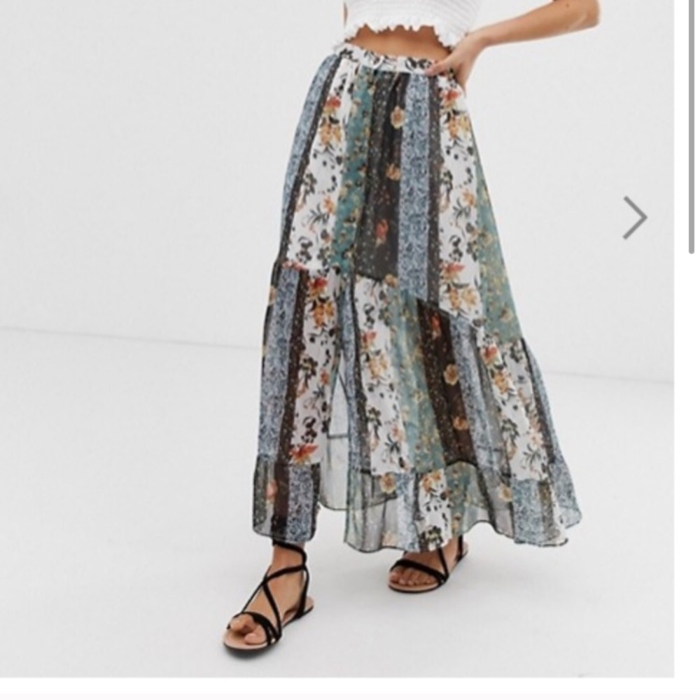 NWOT ASOS Button-Front Floral Prairie Maxi Skirt